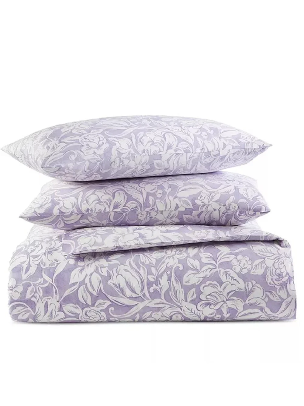 new Charter Club Damask Designs Cotton KING Comforter + 2 Shams in WHITE + LILAC